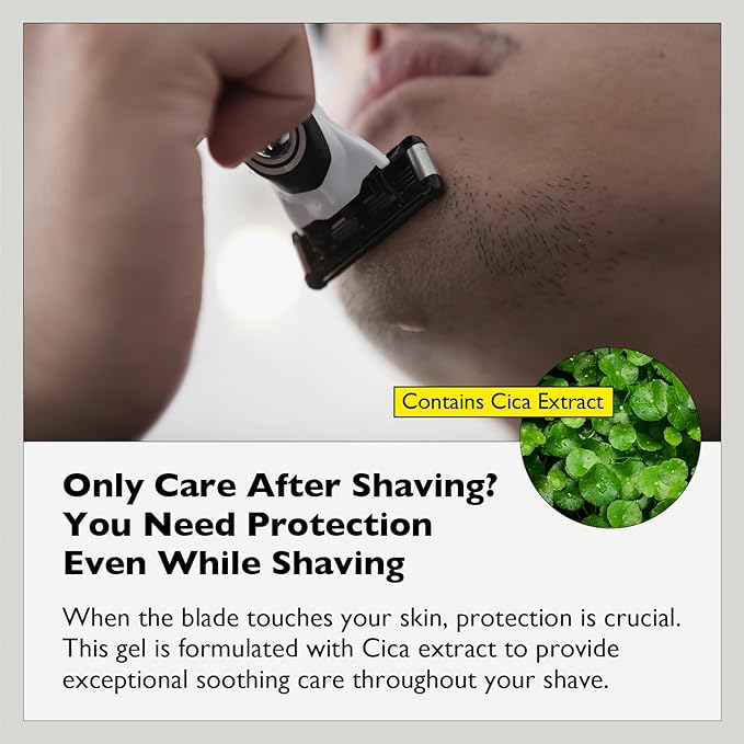 Cica Shaving Gel Frozen - Transparent Sensitive Skin Cooling Care designed to calm and refresh (8.45 Fl Oz)