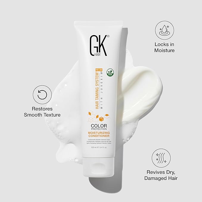 GK HAIR Shampoo &Conditioner set,Travel Size-Curly Hair Shampoo & Conditioner For Color Protection-Made with Aloe vera,Parki Butter-Free of Parabens Phthalates & Sulfate Free (3.4 Fl Oz)