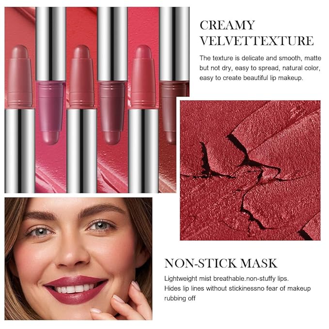 Cardinal Red Matte Lipstick Crayon - High Pigment Creamy Formula, Waterproof Long Lasting, Smooth Glide Application, Non-Sticklipstick,Ultra Thin Lightweight,Velvet Matte Lip Feel for Women 04