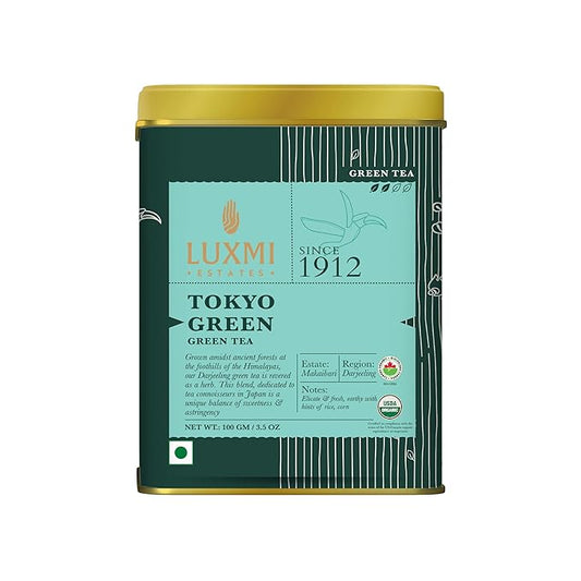 Luxmi Estates - Tokyo Green - Organic Makaibari Darjeeling Green Tea - Loose Leaf - 100g (50 Cups) | From the Foothills of the Himalayas