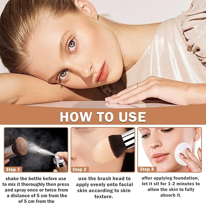 Airbrush Foundation Makeup Spray Full Coverage Foundation for Mature Skin,Long-lasting Airbrush Flawless Setting Spray,Waterproof Foundation for Smooth Radiant Skin (07 Medium)