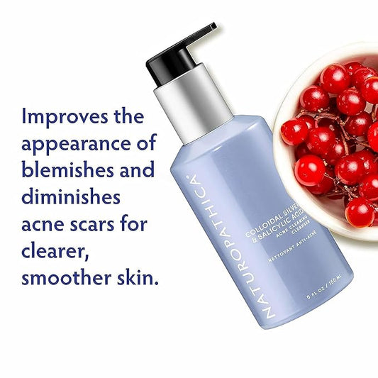 Naturopathica Colloidal Silver and Salicylic Acid Acne Clearing Cleanser, Reduce Blemishes and Acne Scars, Clarifying Face Wash for Men and Women, 5 fl oz