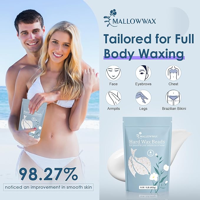 Hard Wax Beads - Wax for All-Purpose Hair Removal - Full Body Waxing Solution - Ideal for Sensitive Skin, All Hair Types, Men & Women