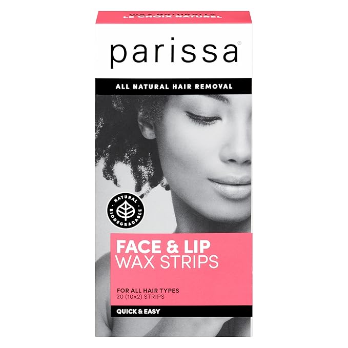 Parissa Face & Lip Wax Strips | Ready-to-Use Small Strips for Facial Hair Removal, Skin-Safe | At-Home Waxing Kit for Upper Lip, Chin & Face | Facial waxing kit for women | 20 Strips (10 x 2)