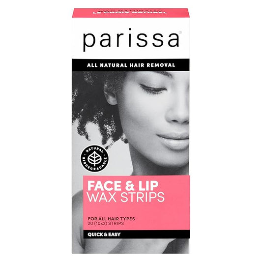 Parissa Face & Lip Wax Strips | Ready-to-Use Small Strips for Facial Hair Removal, Skin-Safe | At-Home Waxing Kit for Upper Lip, Chin & Face | Facial waxing kit for women | 20 Strips (10 x 2)