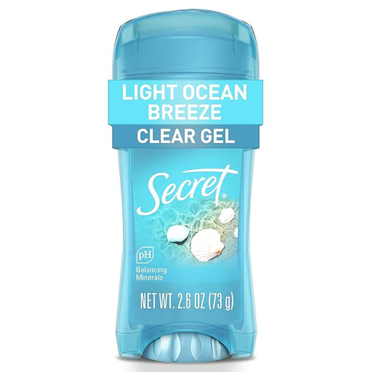 Secret Fresh Antiperspirant Deodorant for Women, 72hr Breathable Sweat & Odor Protection, Instant Freshness & Gentle, PH Balancing Minerals, Clear Gel, Light Ocean Breeze Scent, 2.6 oz