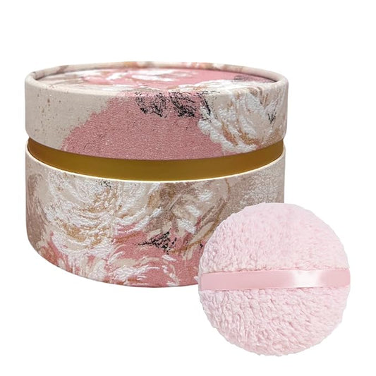 Powder Puff, Large 6'' Body Powder Puff for Dusting Powder, Women Powder Puff with Storage Container for Bath, Body Powder Applicator and Oversize Powder Puffs (Charming Pink)