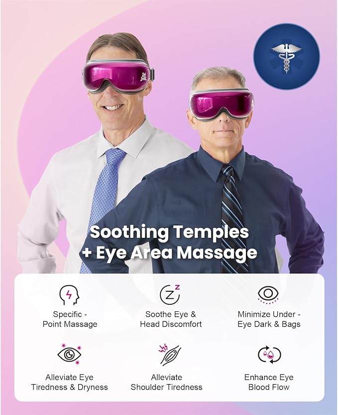 BOB AND BRAD Eye Massager with Heat and Cooling, EyeOasis 3 Eye Mask for Migraine FSA Eligible/HSA Eligible, Heated Face Massager for Dry Eye Strain Relief Improve Sleep, Birthday Gifts for Women Men