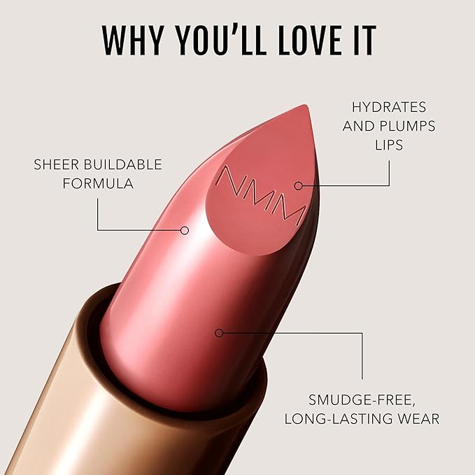 No Makeup Makeup Crème Classic Lipstick, Foolproof Sheer-to-Bold Formula Delivers Long-Lasting Hydration and Buildable Color, Lightweight Satin Finish, Made with Skin-Loving Ingredients, Pink 01