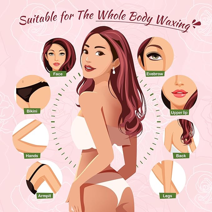 Ajoura Wax Beads for Hair Removal, 1lb Pink Rose Hard Wax for Coarse Hair, Perfect for Brazilian, Bikini, Eyebrow, Legs, Facial, and Full Body Waxing, At-Home Wax Refill for Women and Men