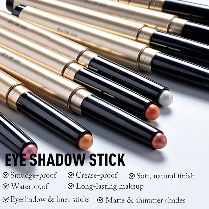 Cream Eyeshadow Stick, Plum Purple Eyeshadow for Older Women Long-Lasting Waterproof, Shimmer Metallic Eye Shadow Crayon Mauve Buildable & Blendable High Pigmented sombras para ojos