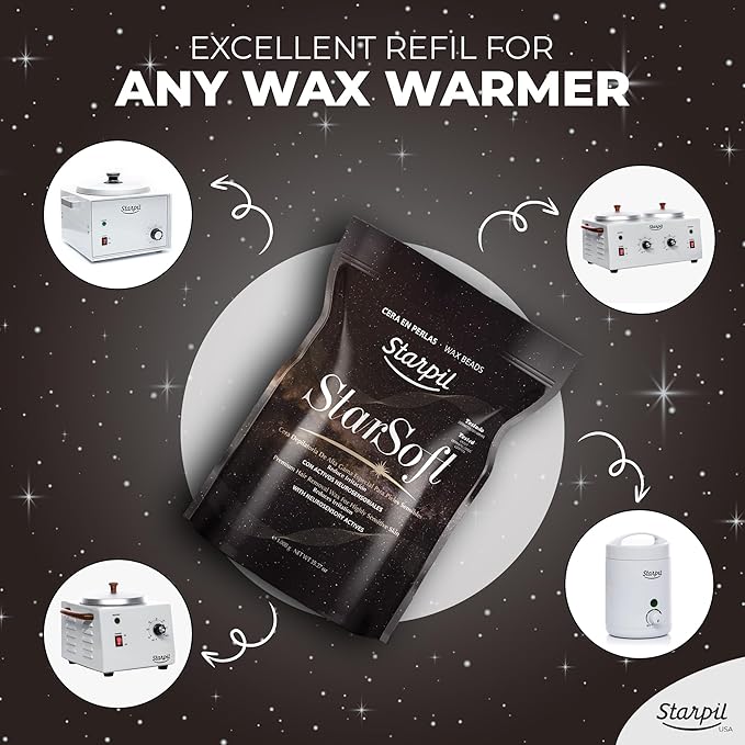 Starpil Wax 1000g - StarSoft Film Hard Wax Beads Bag 2.2lb. Professional Hair Removal Wax for Estheticians. Wax Beans for Sensitive Skin.