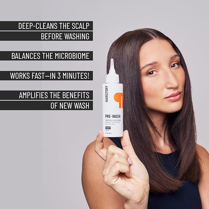 Hairstory Pre-Wash, Prebiotic Micellar Scalp Rinse, Refreshing Deep Clean for Hair, Removes Product Buildup, Oil & Dirt, Balances Scalp Microbiome, 4oz