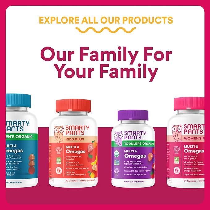 SmartyPants Multivitamin Gummy for Women 50 and Over - Improved Formula: Omega 3 (DHA/EPA), Methylfolate, CoQ10, Vitamin D3, C, Vitamin B12, B6, A, K, Biotin, Gluten Free, 90 Count (30 Day Supply)