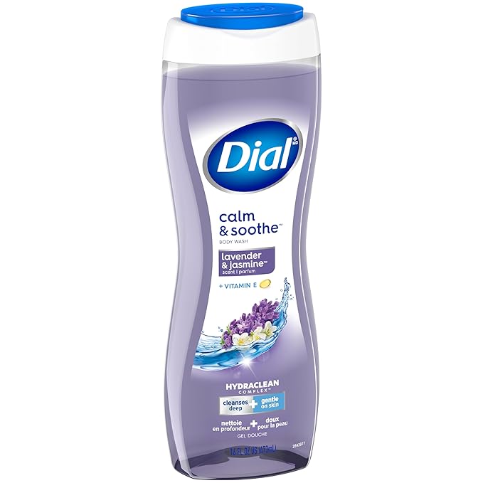 Dial Body Wash, Calm & Soothe Lavender & Jasmine Scent, 16 fl oz (Pack of 4)