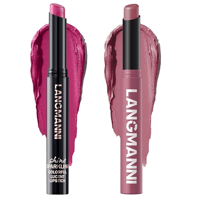 Jolilab 2Pcs Glitter Lip Kit - Velvet Matte & Nude Matte Lipstick + Glitter Lip Gloss/Glitter Lipstick High Pigmented Long-Lasting Waterproof Beauty Cosmetics Gift for Women Girls(#03+08)