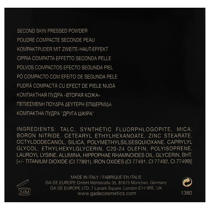 GA-DE Longevity Second Skin Pressed Powder - Face Makeup - Blurs Imperfections and Smooths Fine Lines - 508 Deep - 0.39 oz Foundation Powder