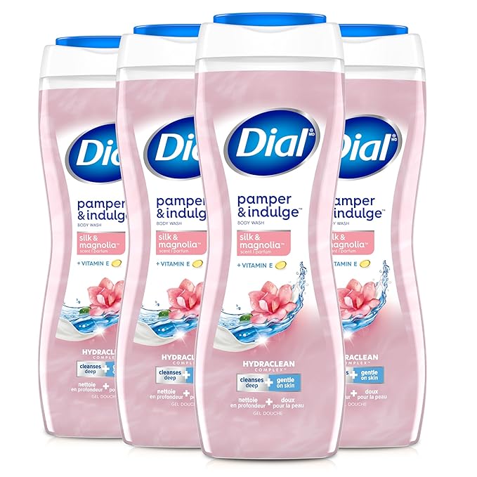 Dial Body Wash, Pamper & Indulge, Silk & Magnolia, 16 fl oz (Pack of 4)