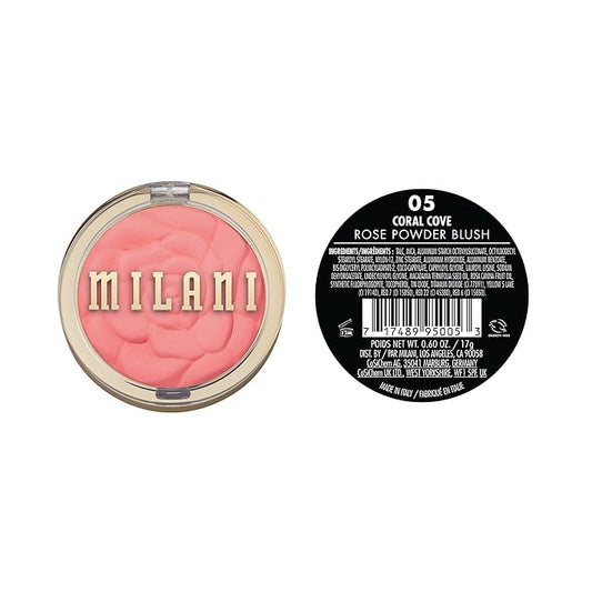 Milani Rose Blush, Powder Blush for Cheeks, Cruelty Free Makeup - Shape, Contour & Highlight Face for a Natural Matte Finish -Coral Cove