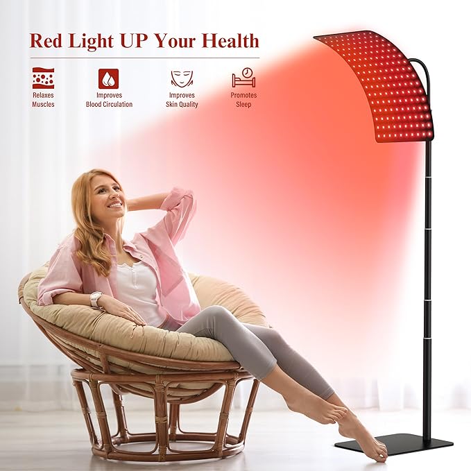 Red Light Therapy for Face and Body, Red Infrared Light Therapy Lamp with Stand Led 660nm Red Light and 850nm Infrared Light Device for Face and Body