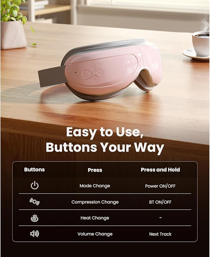 BOB AND BRAD Eye Massager FSA Eligible/HSA Eligible, EyeOasis 2 Temple Massager with Heat, Smart Eye Mask for Migraine with BT Music, Reduce Dry Eyes Improve Sleep, Birthday Gifts for Women Mom Wife