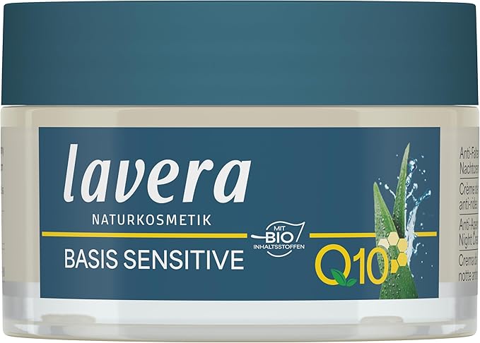 lavera Anti-Aging Night Cream with innovative natural composition of coenzyme Q10, jojoba oil & shea butter to fight wrinkles, fine lines & signs of skin aging while you sleep – 1.7 Oz