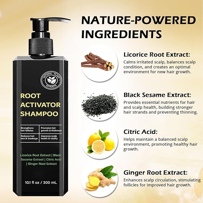 Root Activator Shampoo for Men-Hair Growth Shampoo for Hair Loss and Thinning Hair - Hair Loss for Women Men | Thickening & Nourishing For All Hair- 10.1 fl oz / 300 mL