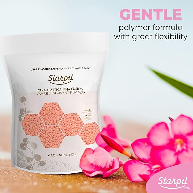 Starpil Wax 1000g / 2.2 lb Pink Hard Wax Beans for Painless Hair Removal, Stripless Wax Beads , Polymer Blend Low Temperature Wax for Face, Bikini, Brazilian, Legs, Underarm, Back and Chest.