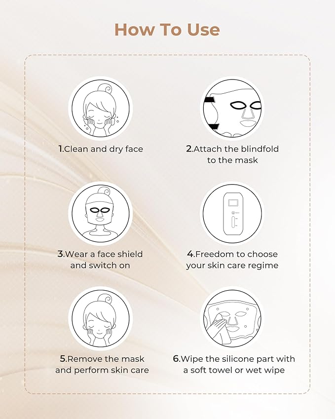 LED Light Therapy mask (E106A) Red Light Therapy for Face and Neck, 7-in-1 Colors Led Face Mask Light Therapy with 324 LED Beads, 5 Brightness Levels & 20 Mins Timer Function for Home & Travel