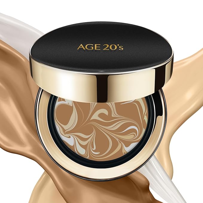 AGE20'S Signature Essence Pact SPF 50+ | Pack of 1 | 29 Caramel | Cream Foundation, Dewy Finish, Natural Coverage | Korean Cushion Foundation