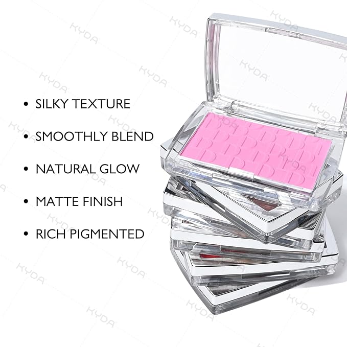 KYDA Pink Blush Powder, Make Up Pink Face Powder Face Blusher, Blendable Formula, Lasting Moisturizing, Ultra Fine Lightweight Texture