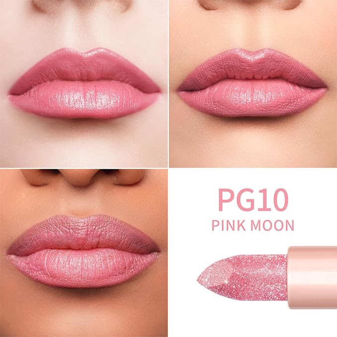 Oulac Infinity Moisture Shine Lipstick - High Shine Shimmery Finish, Super Creamy Texture, Medium to High Coverage - Gluten Free, PG10 Pink Moon
