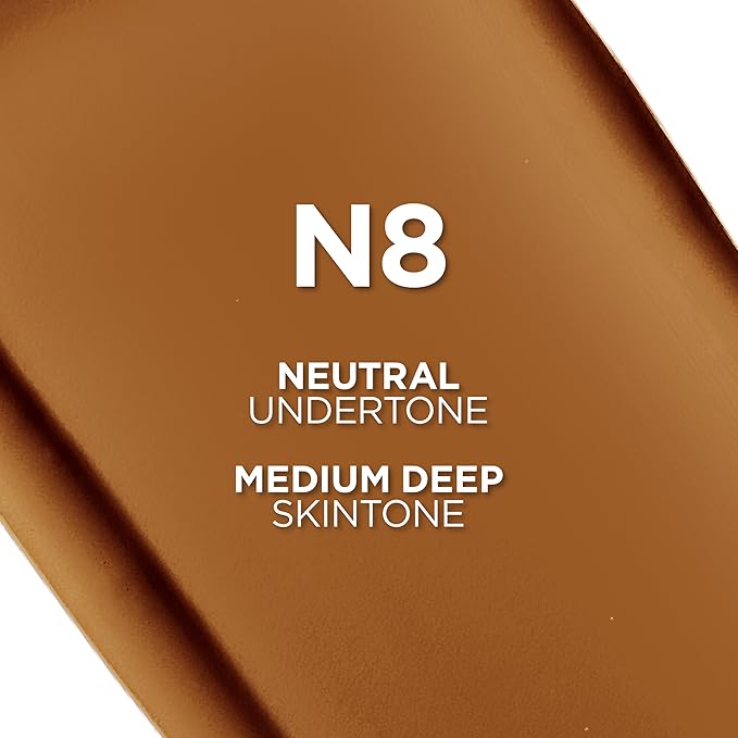 L'Oreal Paris True Match Super-Blendable Foundation, Medium Coverage Liquid Foundation Makeup, N8, Medium Deep, 1 Fl Oz (Pack of 2)