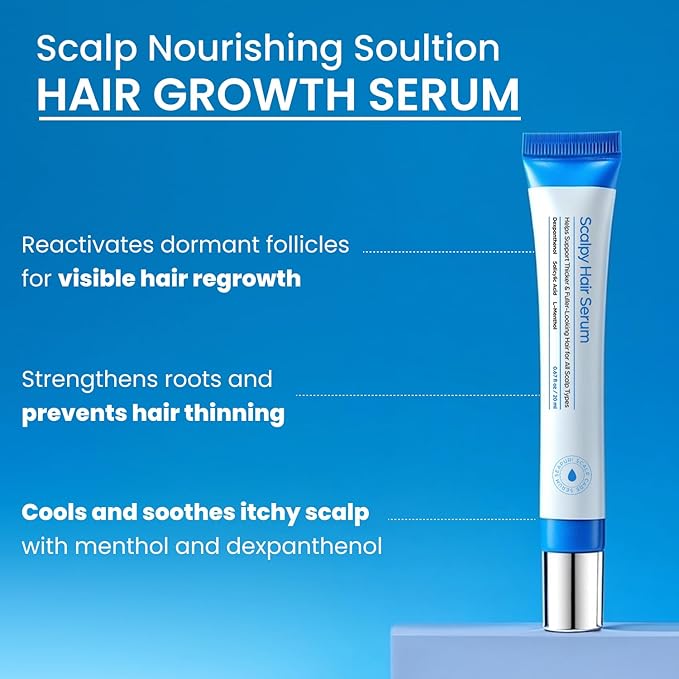 Scalpy Hair Growth Serum for Men & Women for Hair Loss & Thinning | Scalp Treatment with Salicylic Acid, Menthol, Dexpanthenol | Non-Greasy, Lightweight | Exfoliates Dandruff & Soothes Itch