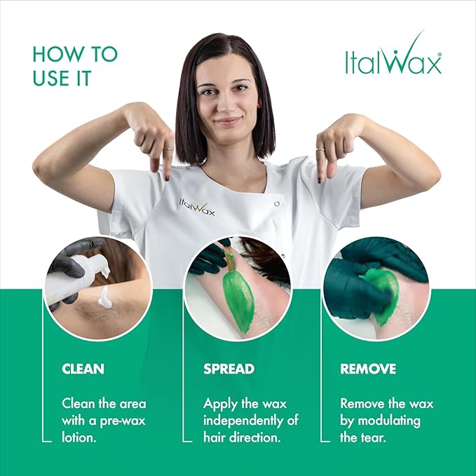 Italwax Top Line Emerald Jelly Wax 1.65lb (750g) – Ultra-Flexible Bright Green Glitter Gel for Large Areas, Applies in Super Thin Layers, Fast-Setting for Efficient Services – Made in Italy