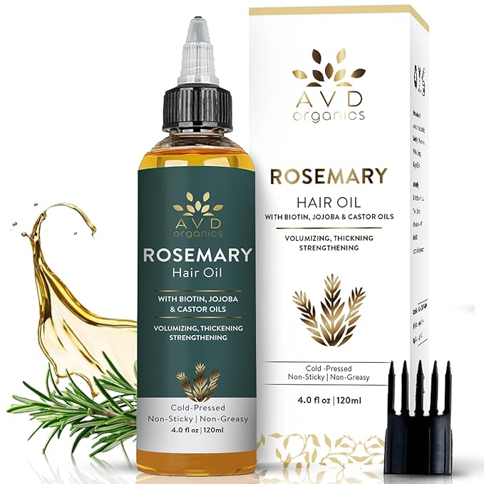 Pure Rosemary Oil for Hair Growth (4.05 fl oz) Infused with Biotin Jojoba & castor Oil | Hair strengthening Treatment | Nourishing & Volumizing– Strengthening, | Non-GMO verified