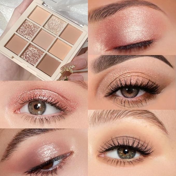 AMY'S DIARY Nude Pink Beige Eyeshadow Palette,Natural Eye Shadow Make Up Pallets for Women,Neutral Small Cream Light Colors Eyeshadow Palette Long Lasting Naturing-Looking,Vegan