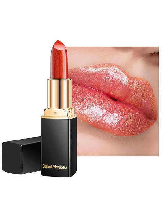 Metallic Coral Changing Shimmer Lipstick for Women,3D Shine High Impact Long Lasting Hydrating Transfer Proof Lipstick,Creamy Matte Non Sticky Plumping Lip Gloss,Full Coverage Lip Color Makeup Gift 02