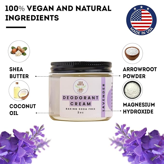 ECO ROOTS Natural Deodorant for Women & Men | Organic Deodorant Cream Non Aluminum | Baking Soda Free Healthy Deoderant for Body & Private Parts | All Vegan Pit Paste Zero Sweat |Lavender Scent