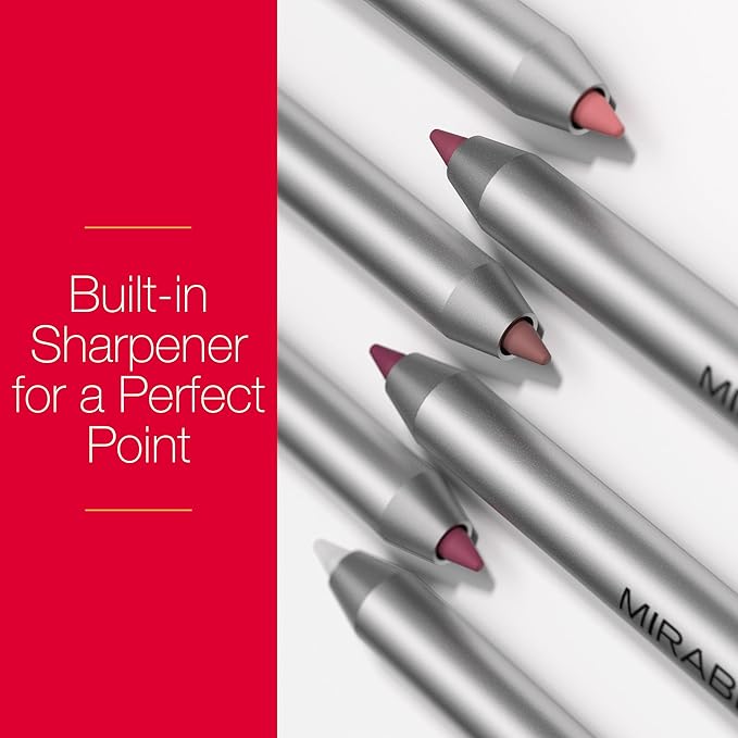 Mirabella Line & Define Lip Definer Lip Pencil, Smoothing & Moisturizing Retractable Lip Liner with Long-Lasting & Ultra-Creamy Formula, Antioxidants Vitamin C & E, & Built-In Sharpener - Sassy