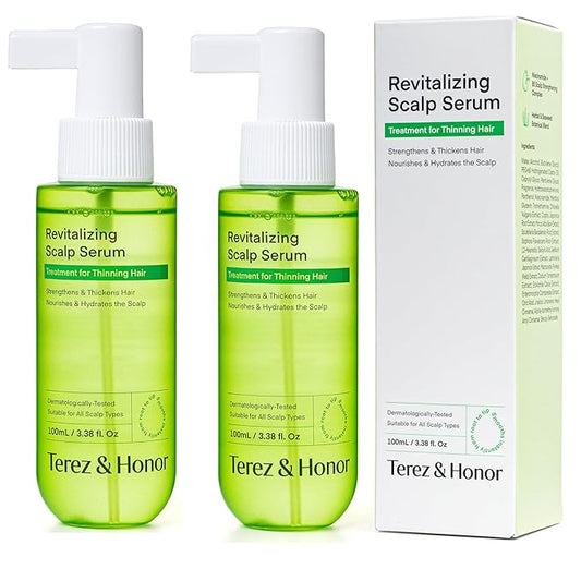 Scalp Serum for Hair Growth Spray - Korean Vegan Treatment for Hair Loss, Thinning & Itchy Scalp, Dermatologically-Tested, Lightweight Exfoliates Dandruff, Strengthen Roots for Men & Women - 2 Pack