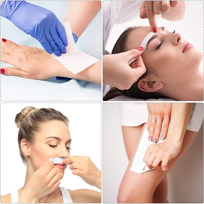 400 Non-Woven Waxing Strips for Facial, Body, and Bikini Hair Removal (White)