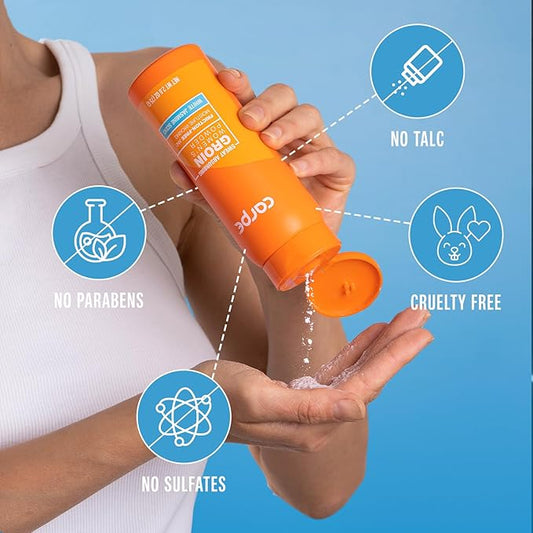 Carpe Sweat Absorbing Talc-Free Body Powder for Women, Anti-Chafing and Safe for Feminine Areas, White Jasmine Scent