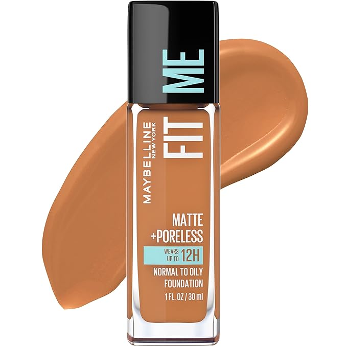 Maybelline Fit Me Matte + Poreless Liquid Oil-Free Foundation Makeup, Cappuccino, 1 Count (Packaging May Vary)