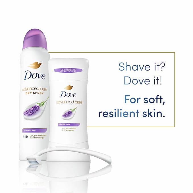 Dove Advanced Care Antiperspirant Deodorant Stick Lavender Fresh 4 ct for helping your skin barrier repair72 hr odor control and sweat protection for soft underarms with boosted ceramide levels 2.6 oz