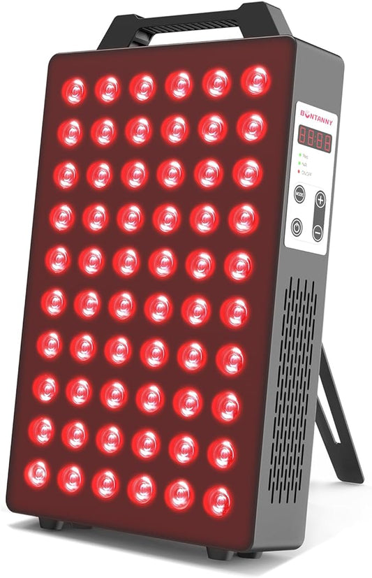 Red Light Therapy, 660nm 850nm 2-Wavelength Red Near Infrared Light Device with 60 Dual Chip Clinical Grade LEDs, Remote Control, Timer for Face, Body, Skin, Pain Relief, BO-300 (Black)