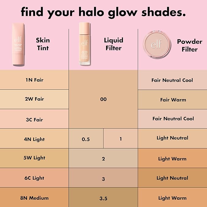 e.l.f. Halo Glow Liquid Filter, Complexion Booster For A Glowing, Soft-Focus Look, Infused With Hyaluronic Acid, Vegan & Cruelty-Free, 1 Fair