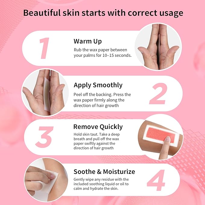 80PCS Wax Strips for Hair Removal, Waxing Kit for Women, Eyebrow Wax Strips & Facial Hair Removal, Sensitive Skin Friendly, Multi-Use on Face, Legs, Bikini Area, Long-Lasting Smoothness