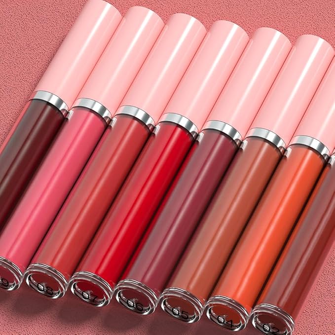 AMY'S DIARY 2pcs Matte Dark Red Lip Liner & Lipstick&Shiny Clear Lip Oil Makeup Set, Liquid Lipstick 24H and Lip Liner Set Matt Liquid Lips Make Up Waterproof Long Lasting (01#, 2 Pcs Set)