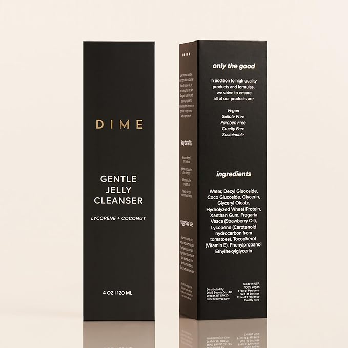 Dime Beauty Gentle Jelly Cleanser, Hydrating Facial Cleanser and Makeup Remover with Vitamin E, Sensitive Skin Face Wash, 4 oz / 120 ml